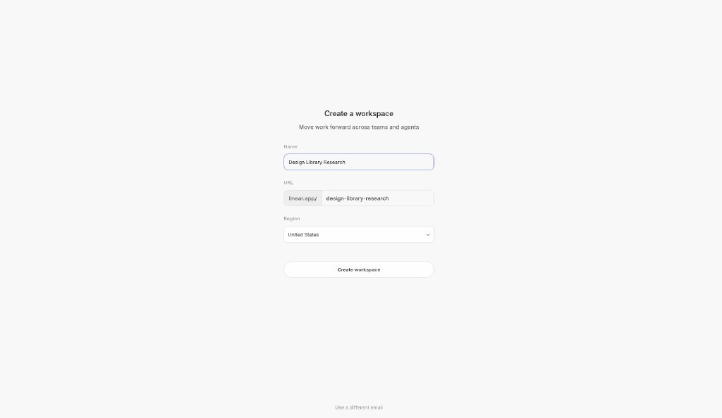 Linear onboarding step 1: Create workspace