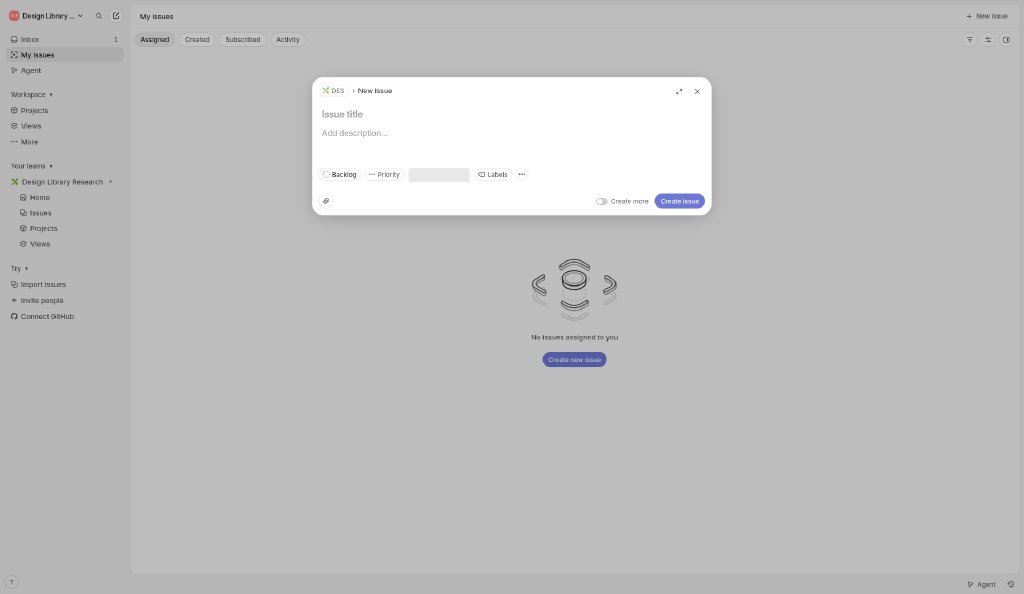 Linear: Issue create modal