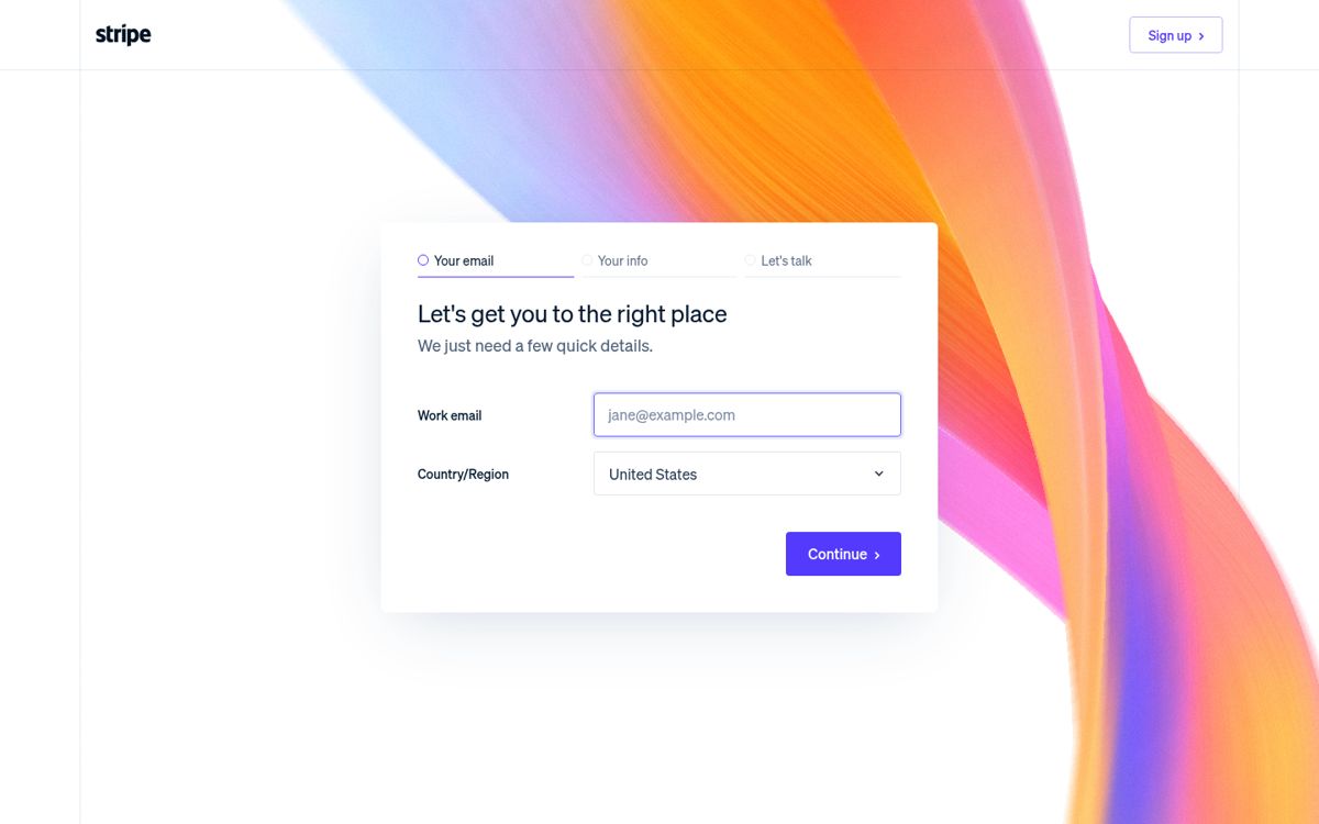 Stripe step 3: Contact sales entry
