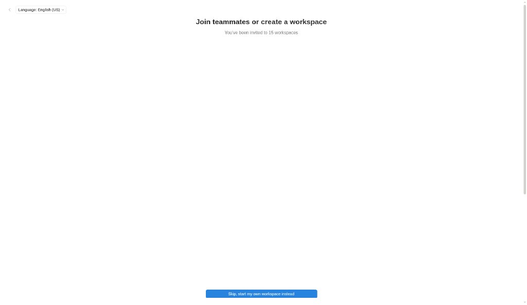 Notion onboarding flow step 1: Join or create a workspace