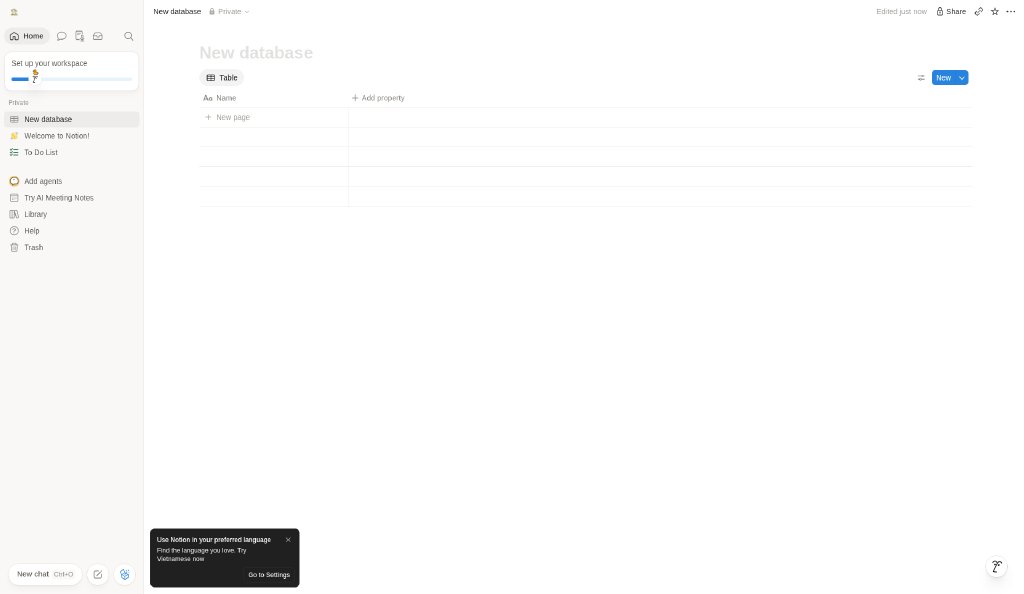Notion: Database · Table view