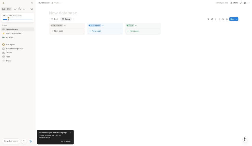 Notion: Database · Board view