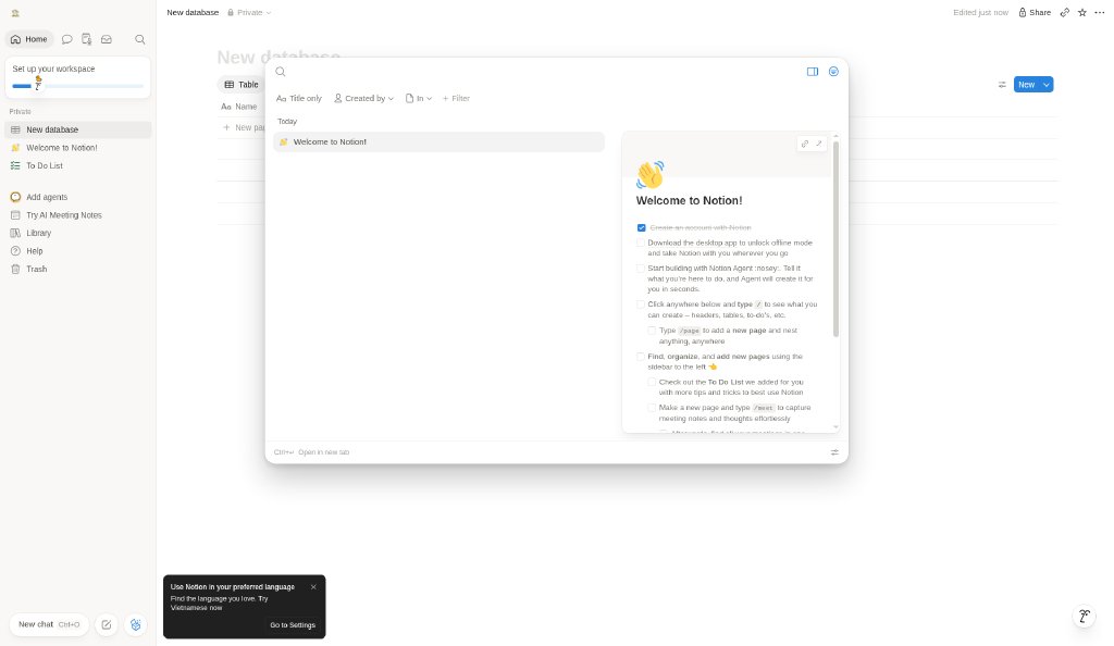 Notion: Search (quick find)
