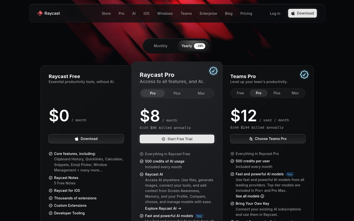Raycast step 2: Pricing